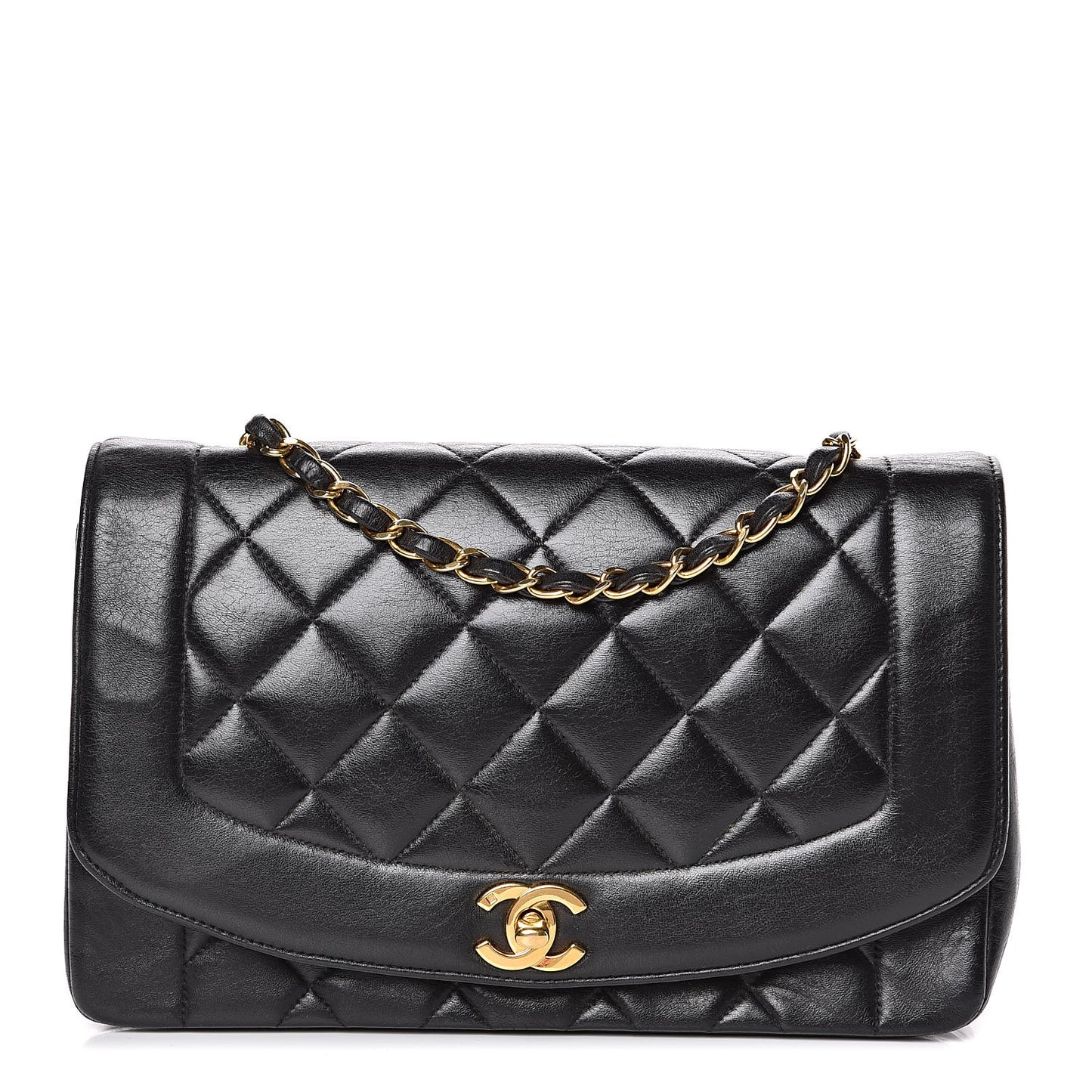 Lambskin Quilted Medium Single Flap Black