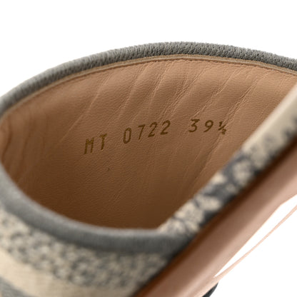 Christian Dior Canvas Toile de Jouy Embroidered Dway Flat Slide Sandals 39.5 Light Grey 6 of 9