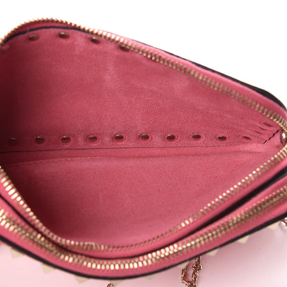 Valentino Garavani Pebbled Calfskin Rockstud Chain Pouch Shoulder Bag Shadow Pink 7 of 9