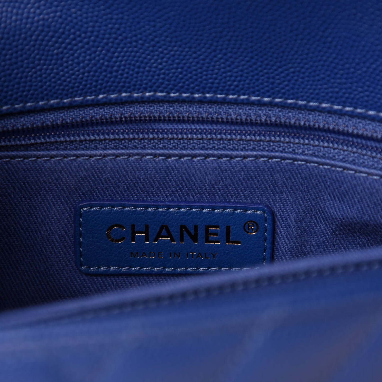 Caviar Chevron Quilted Mini Coco Handle Flap Blue
