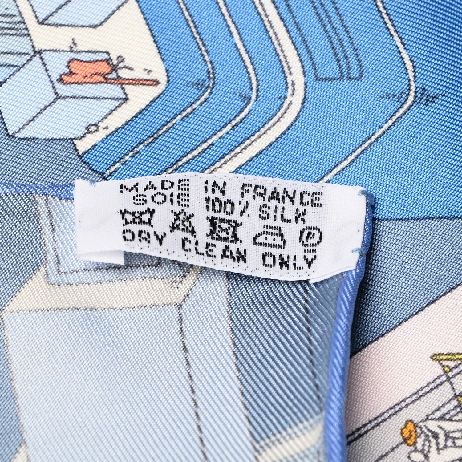 Hermes Silk The Battery New York Scarf 90 Bleu Vert Rose Pale 6 of 6