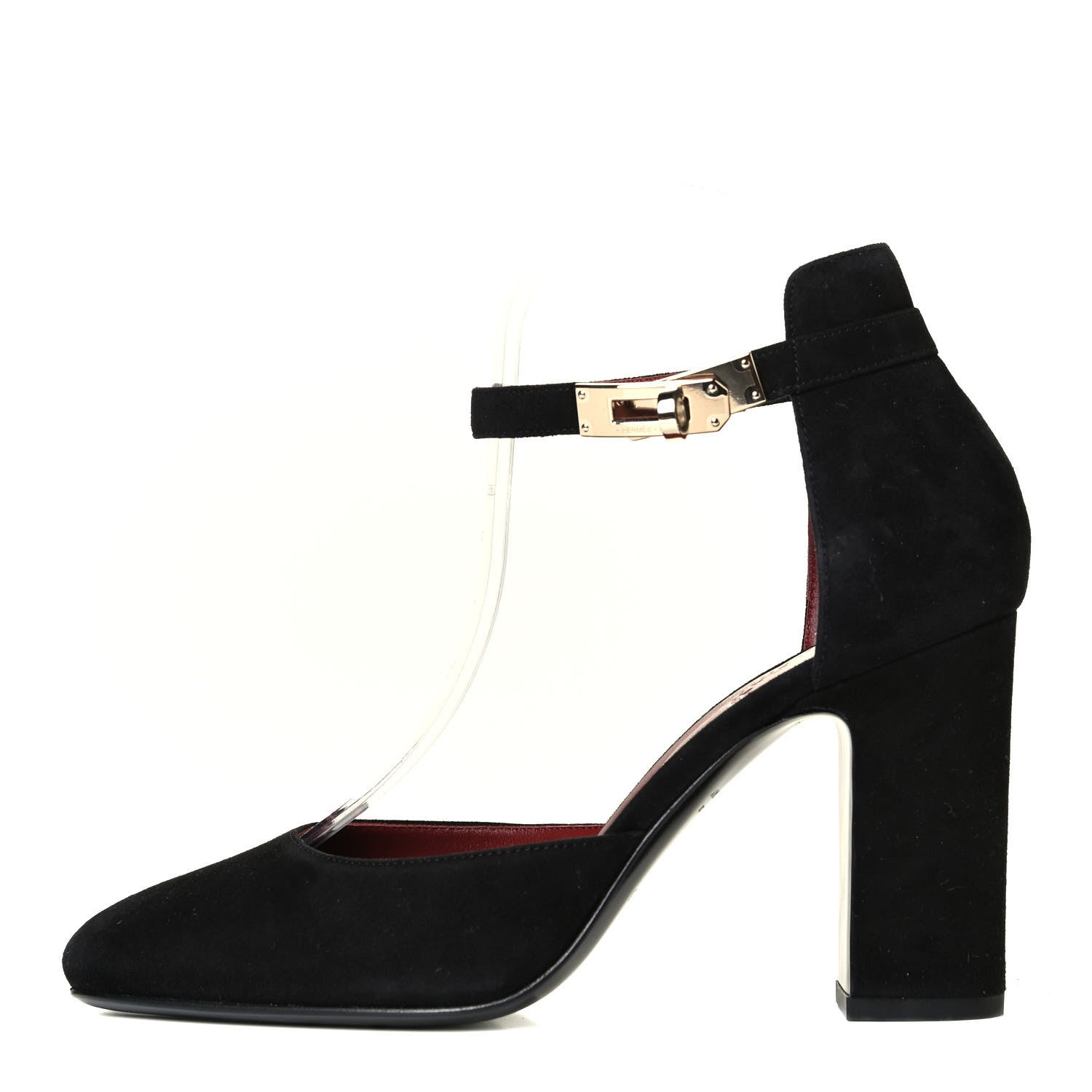 Hermes Suede Goatskin Baby 90 Pump 38 Black 1 of 6