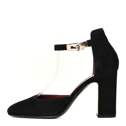 Hermes Suede Goatskin Baby 90 Pump 38 Black 1 of 6
