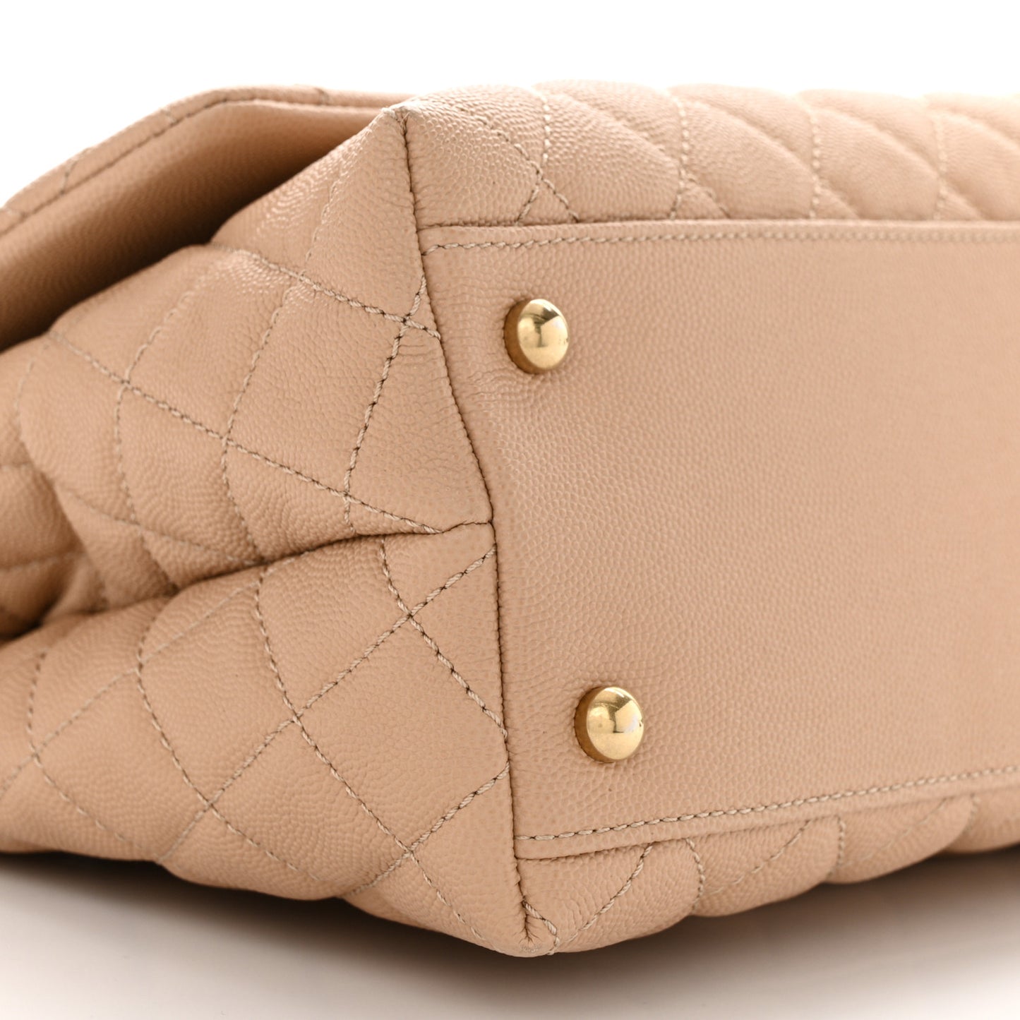 Caviar Lizard Embossed Quilted Small Coco Handle Flap Beige