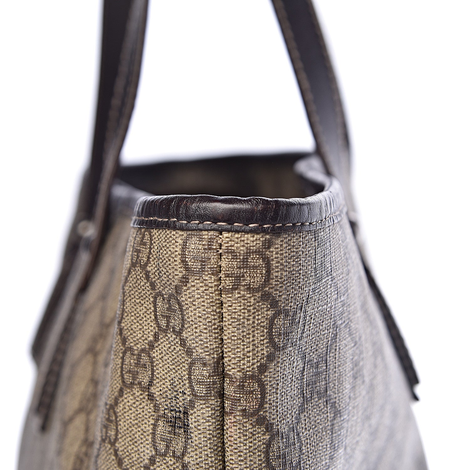 Gucci GG Supreme Monogram Large Zippered Shopping Tote Brown 8 of 13