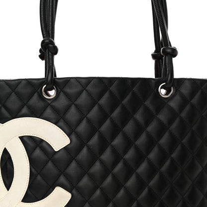 Chanel Calfskin Quilted Large Cambon Tote Black White 8 of 16