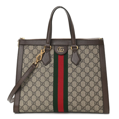 Gucci GG Supreme Monogram Web Medium Ophidia Tote Bag Brown 1 of 9