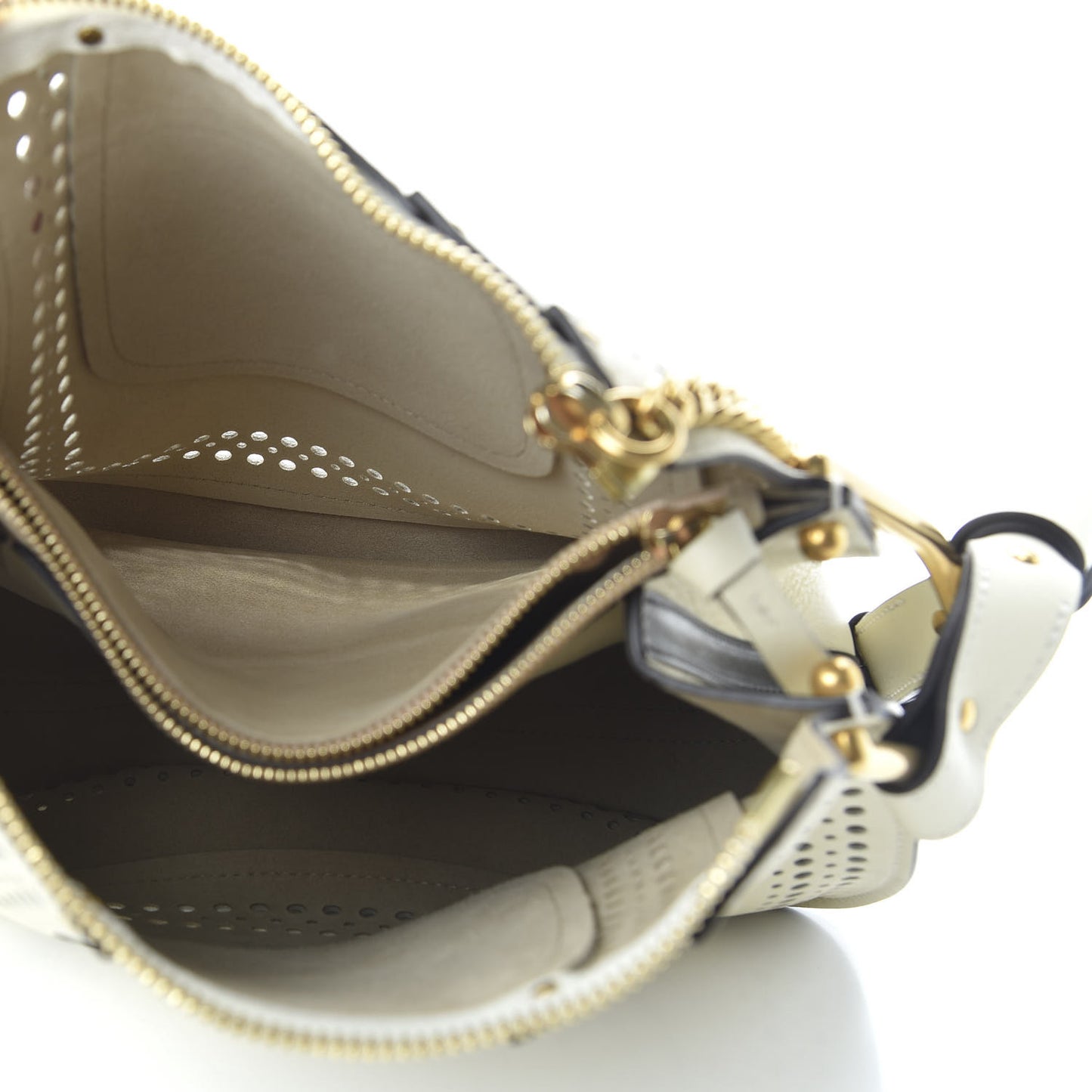 Calfskin Perforated Small Hayley Hobo Lace White