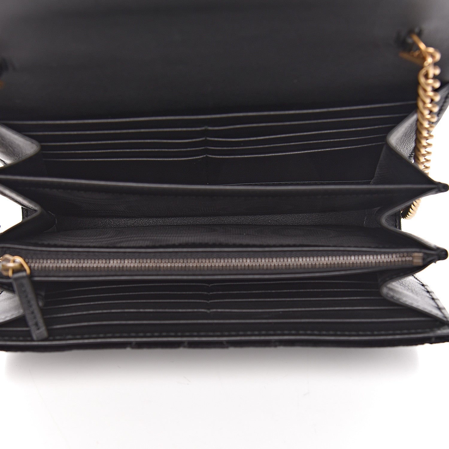 Gucci Velvet Matelasse GG Marmont Chain Wallet Black 5 of 11