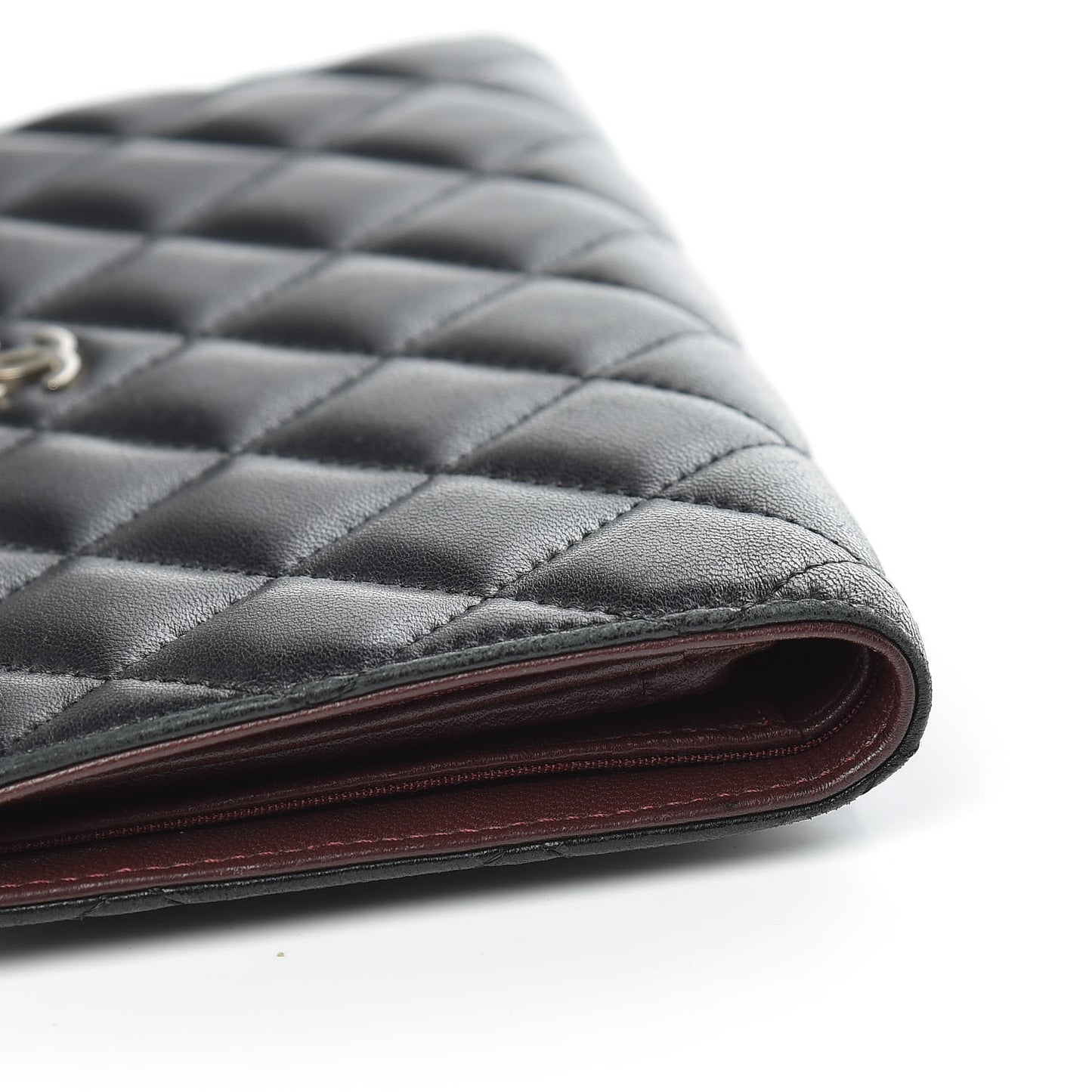 Lambskin Quilted Yen Wallet Black