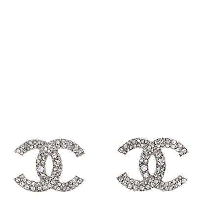 Chanel Crystal Large CC Earrings Silver 1 of 5