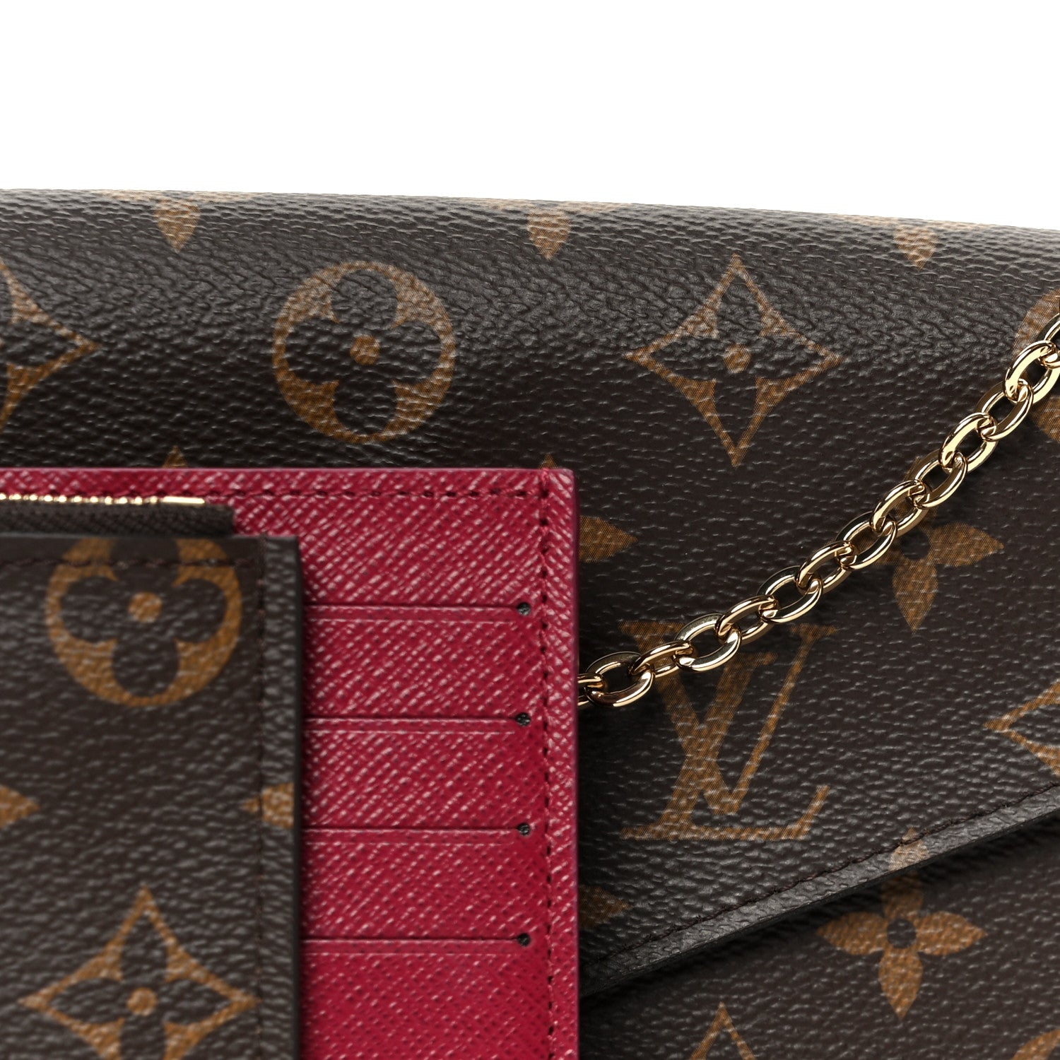 Louis Vuitton Monogram Pochette Felicie Chain Wallet Fuchsia 13 of 15