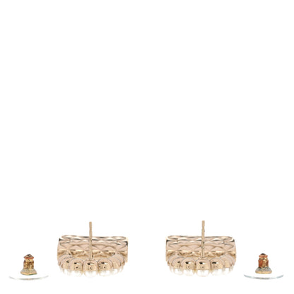 Chanel Pearl Quilted CC Flap Bag Earrings Gold 3 of 4