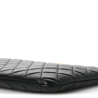 Chanel Lambskin Quilted Large Boy Zip Pouch Black 10 of 11