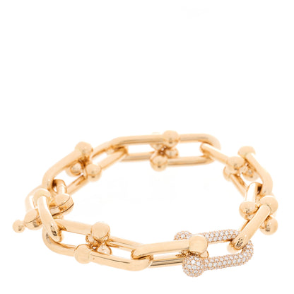 Tiffany 18K Rose Gold Diamond Large HardWear Link Bracelet 1 of 5