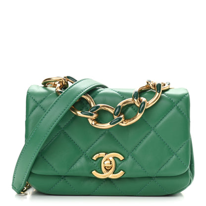 Chanel Lambskin Quilted Mini Color Match Flap Green 1 of 11