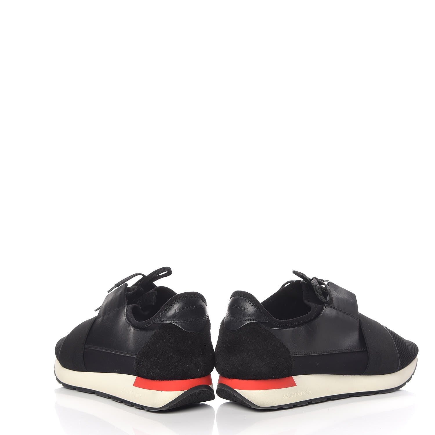 Balenciaga Mesh Calfskin Neoprene Mens Race Runner Sneakers 44 Black Red 5 of 10