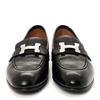 Hermes Goatskin Womens Paris Loafers 36.5 Black 2 of 9