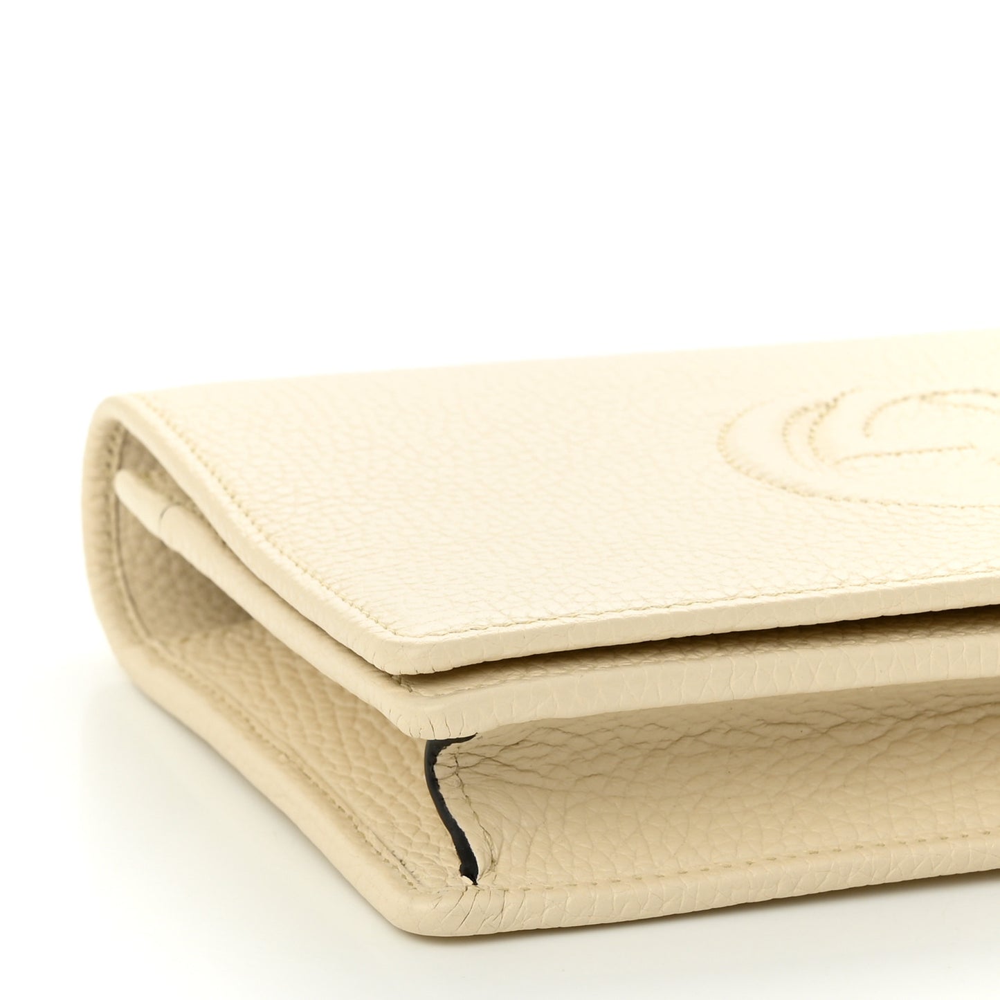 Pebbled Calfskin Soho Wallet on Chain Ivoire