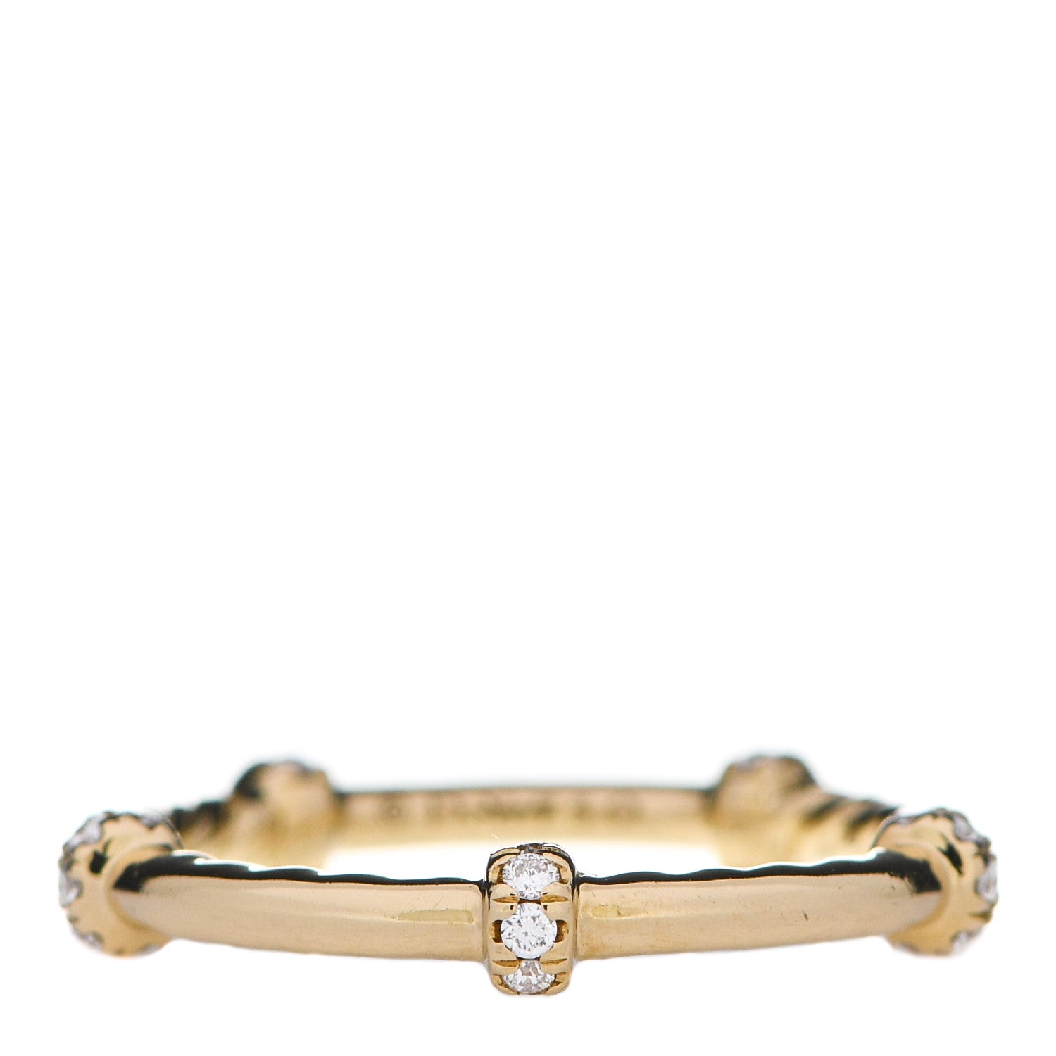 David Yurman 18K Yellow Gold Diamond 1.7mm Astor Single Row Ring 47 4 1 of 5