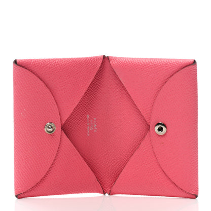 Hermes Epsom Calvi Card Case Rose Azalee 5 of 8