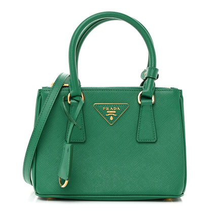 Prada Saffiano Lux Mini Galleria Double Zip Tote Biliardo 1 of 12