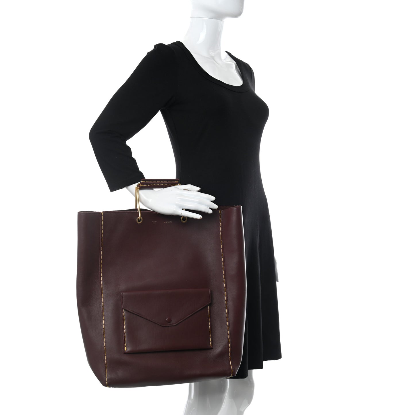 Smooth Calfskin Vertical Cabas Burgundy
