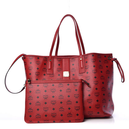MCM Visetos Large Liz Reversible Shopper Tote Ruby Red 1 of 20