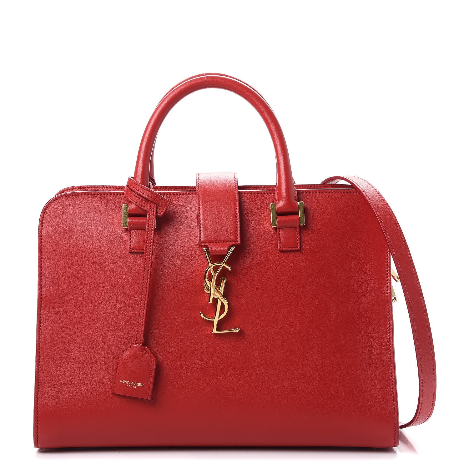 Saint Laurent Calfskin Small Monogram Cabas Lipstick Red 1 of 12