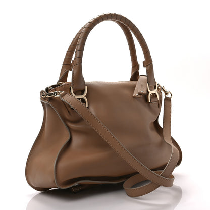 Chloe Smooth Calfskin Medium Marcie Metal Bar Trim Satchel Beige 3 of 8