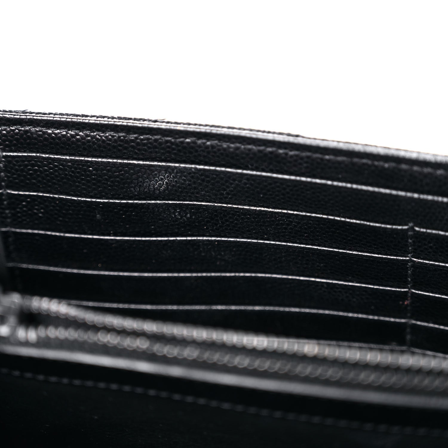 Saint Laurent Grain De Poudre Matelasse Chevron Monogram Chain Wallet Black 8 of 19