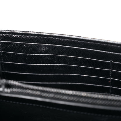 Saint Laurent Grain De Poudre Matelasse Chevron Monogram Chain Wallet Black 8 of 19