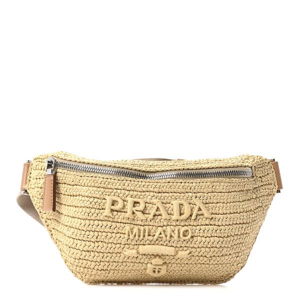 Prada Yarn Raffia Effect Crochet Belt Bag Naturale 1863227