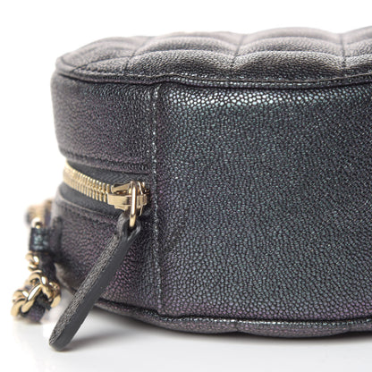 Chanel Iridescent Caviar Quilted Round Clutch With Chain Black 8 of 10