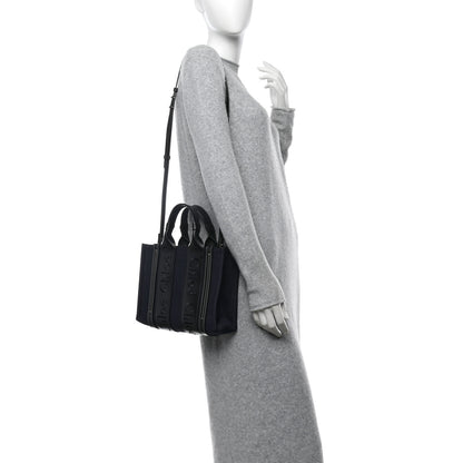 Chloe Calfskin Linen Small Woody Tote Deep Denim 2 of 10