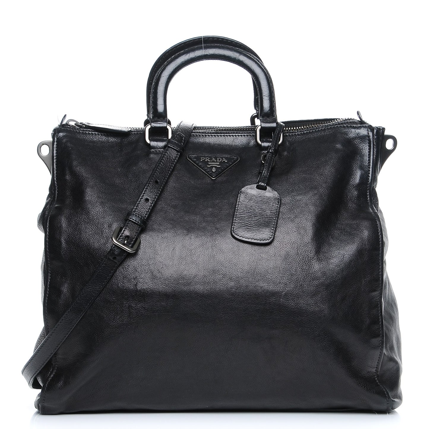Glace Calf Shopping Tote Nero Black