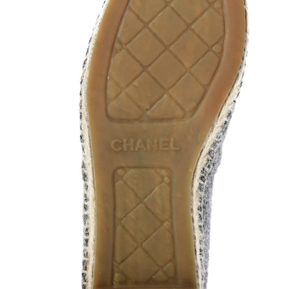 Chanel Tweed Velvet CC Espadrilles 36 Grey Black 8 of 10