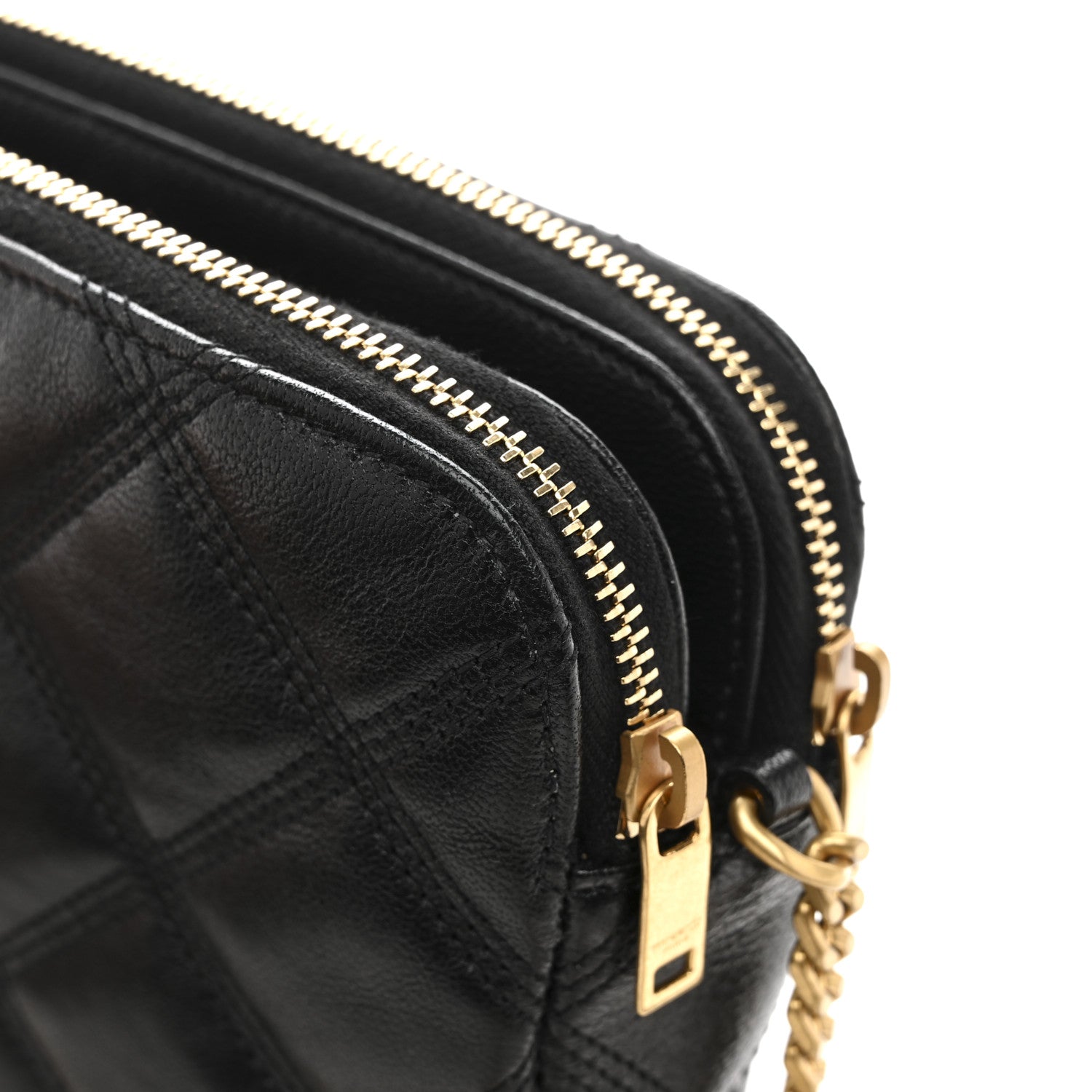 Saint Laurent Grained Lambskin Quilted Mini Becky Double Zip Bag Black 13 of 15
