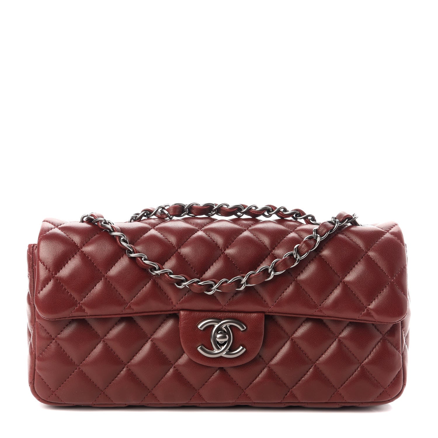 Chanel Lambskin Quilted East West Flap Dark Red 1 of 9