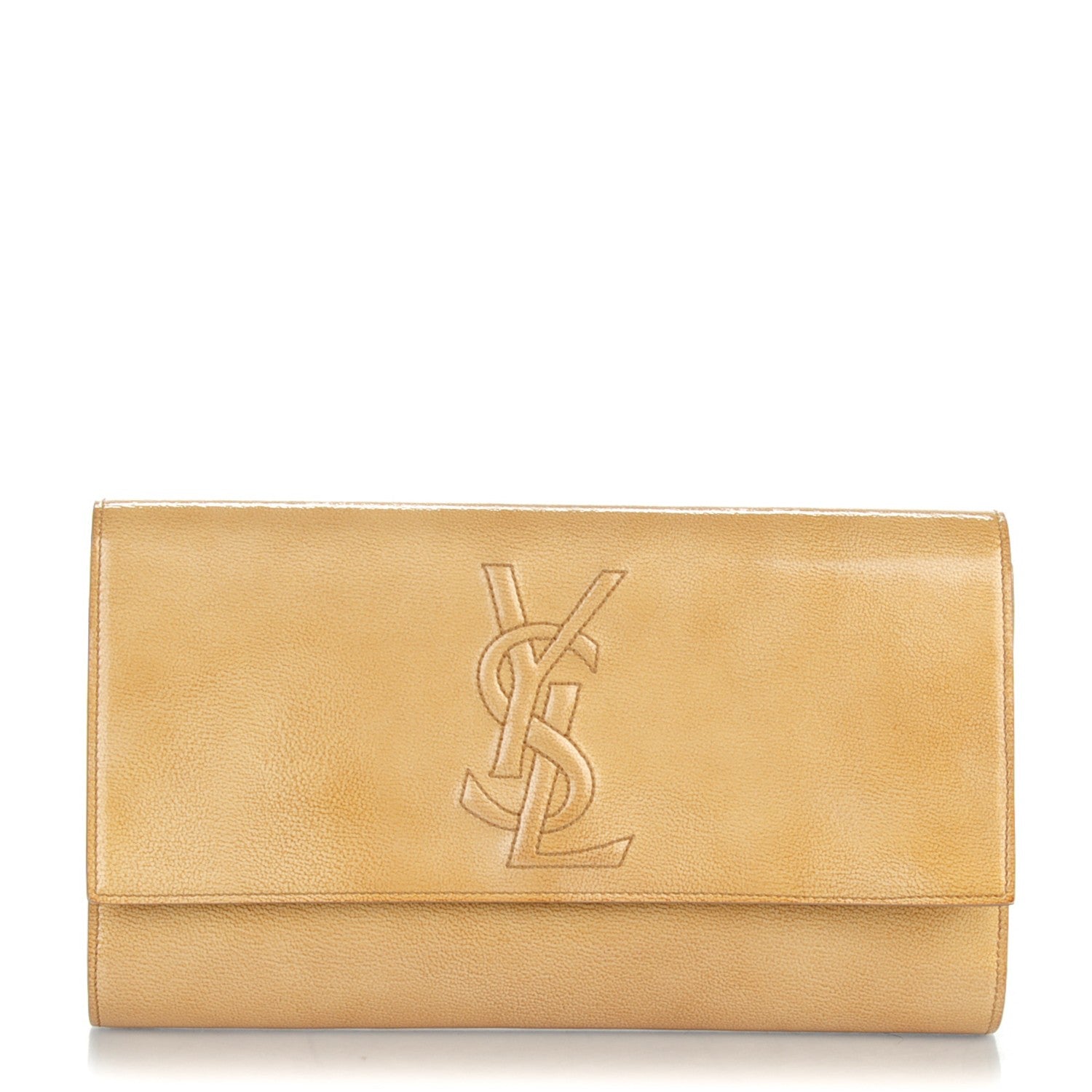 Saint Laurent Patent Calfskin Large Belle De Jour Clutch Beige 1 of 7
