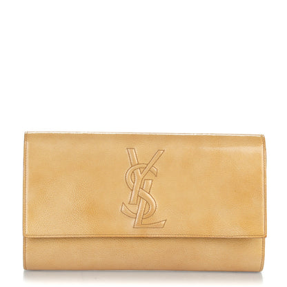Saint Laurent Patent Calfskin Large Belle De Jour Clutch Beige 1 of 7