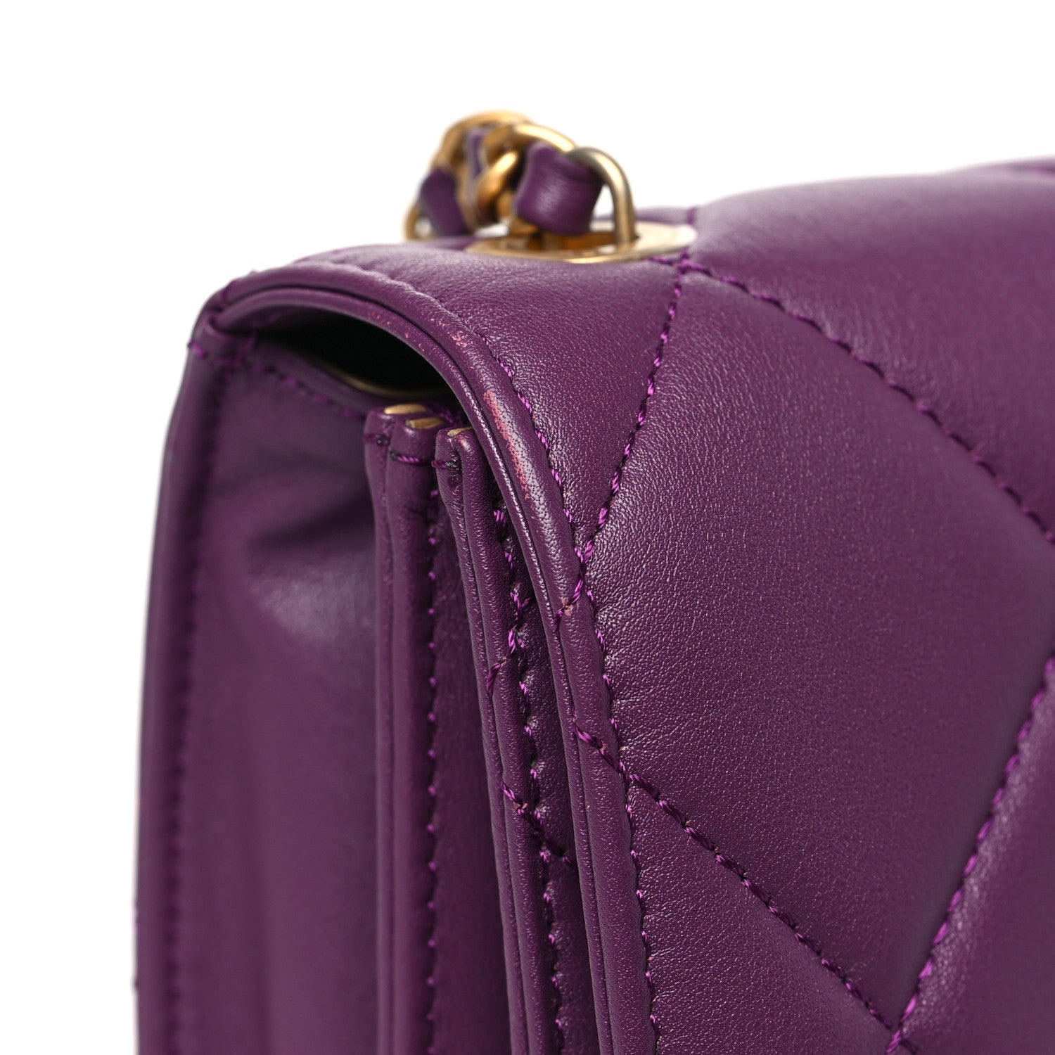 Chanel Calfskin Resin Quilted Mini Flap Purple 11 of 12