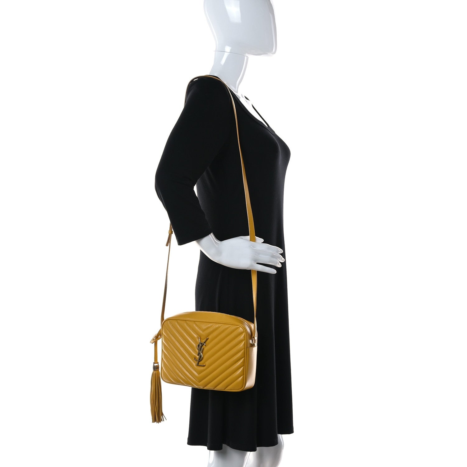 Saint Laurent Calfskin Matelasse Monogram Lou Camera Bag Safran 2 of 9