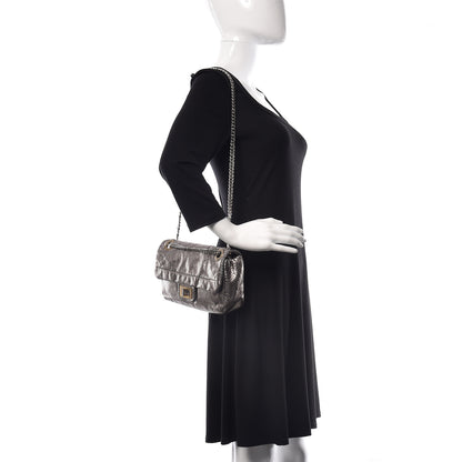 Chanel Metallic Crackled Calfskin Perforated Drill Flap Silver 2 of 10