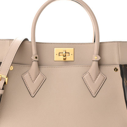 Louis Vuitton Calfskin Monogram On My Side MM Greige 7 of 9