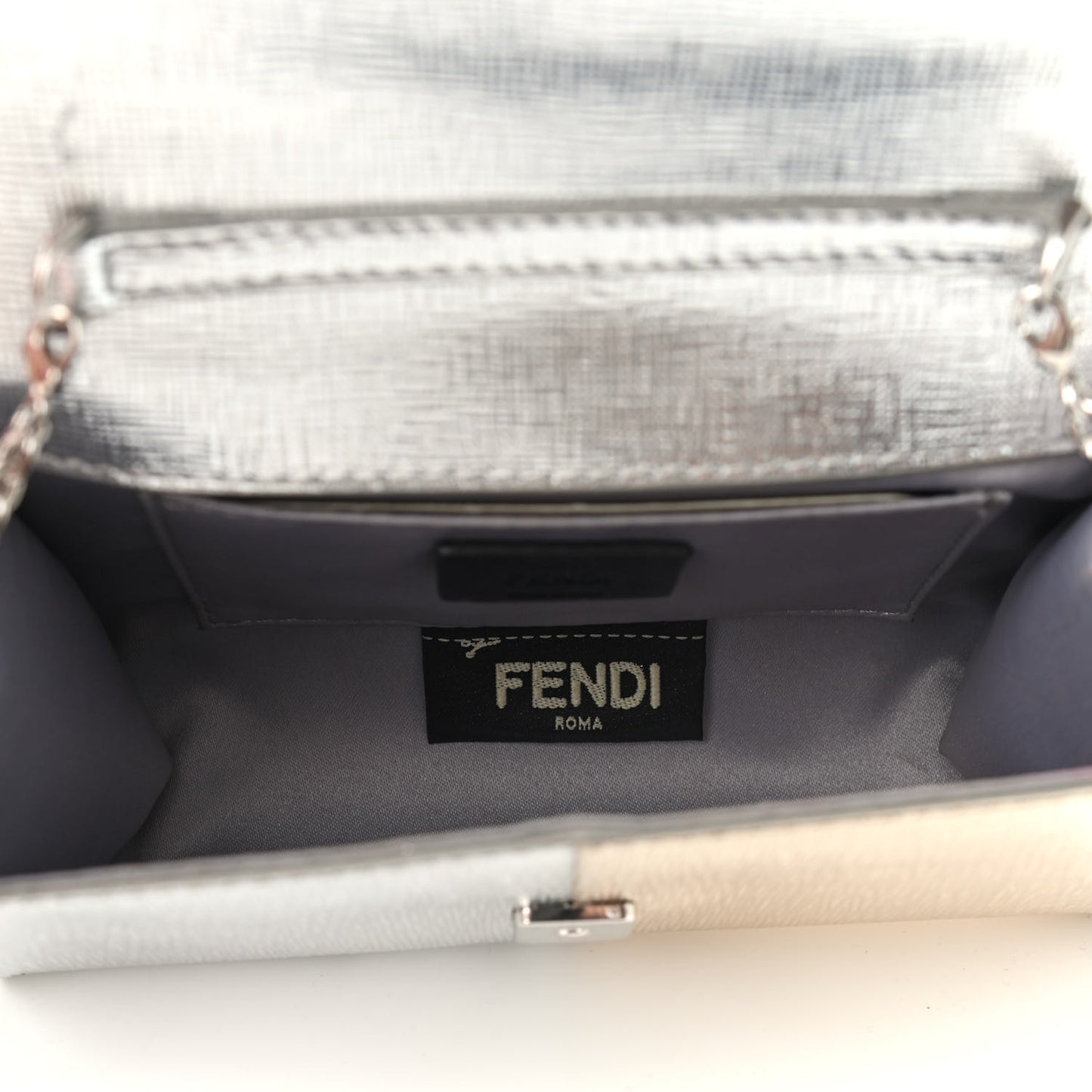 Vitello Mirror Elite Bi-Color Mini Rush Clutch Argento Champagne