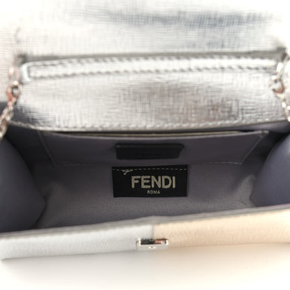Fendi Vitello Mirror Elite Bi-Color Mini Rush Clutch Argento Champagne 5 of 13