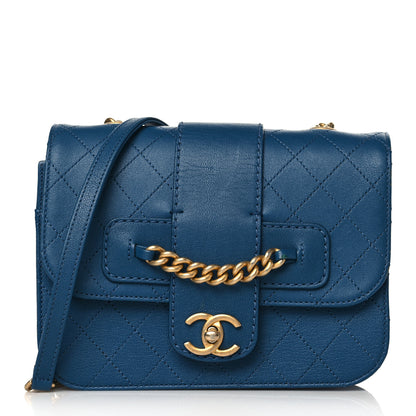 Chanel Sheepskin Stitched Chain Flap Bag Blue 1 of 9