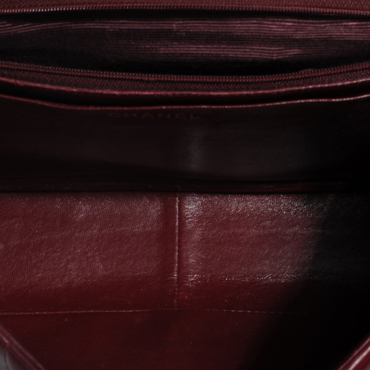 Lambskin Vertical Quilt Jumbo Flap Dark Red