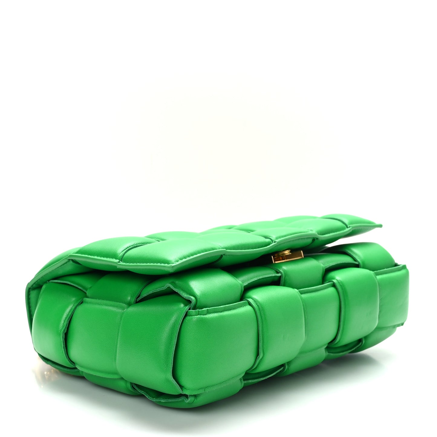 Lambskin Maxi Intreccio Padded Chain Cassette Crossbody Bag Grass